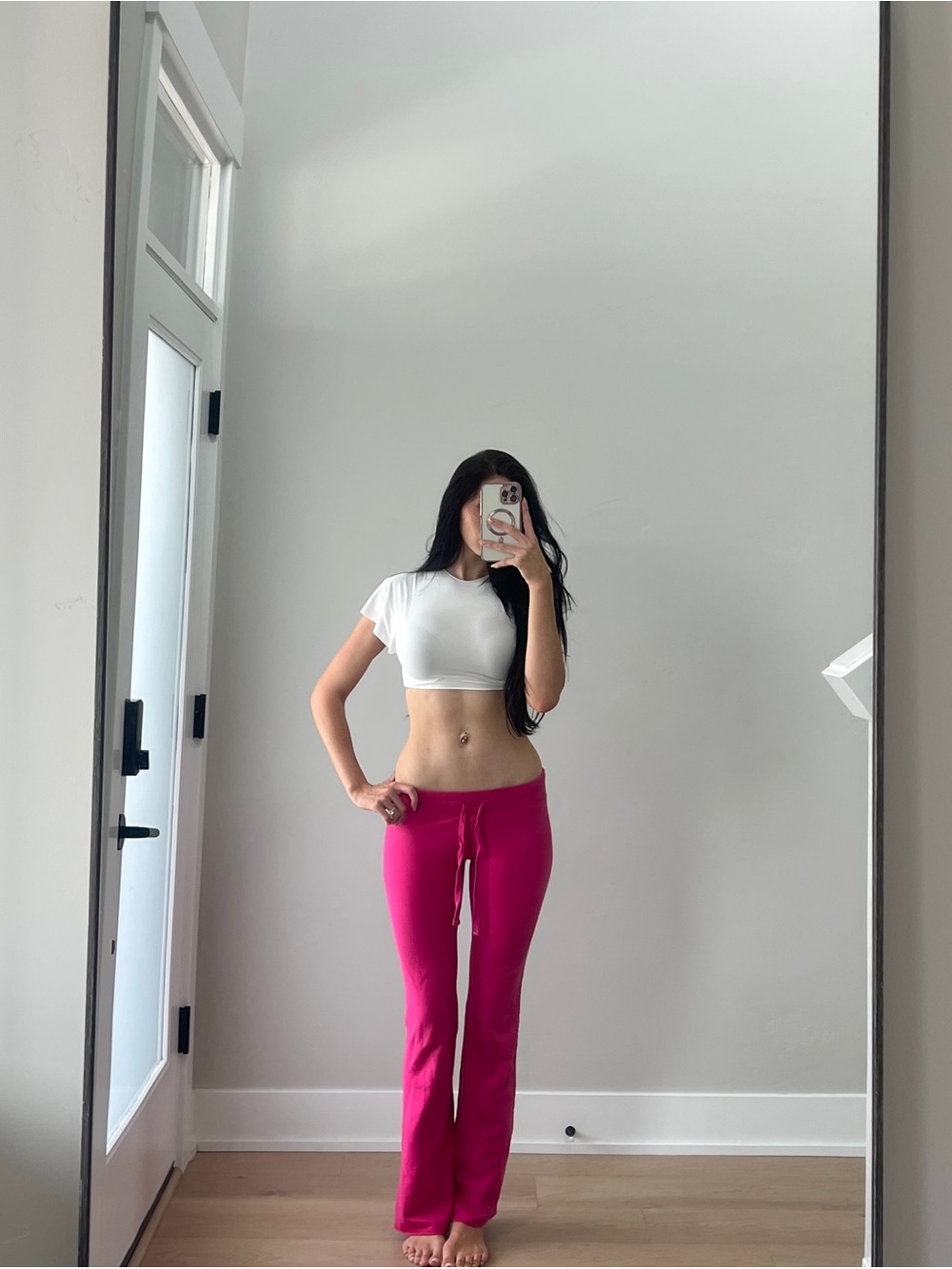 Hot pink flare pants